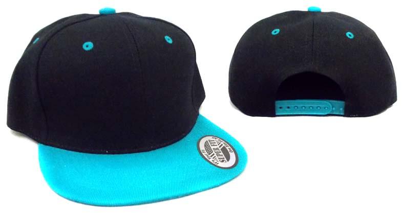 Snap Back Baseball Caps - Black & Turquoise Combo image