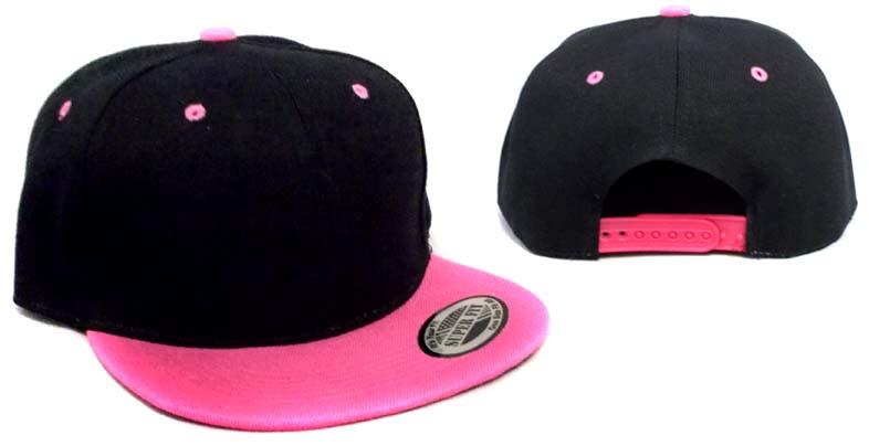 Snap Back Baseball Caps - Black & Hot Pink Combo image