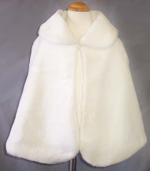 Faux Fur Capes For Girls - White Color ( # 9409W) image