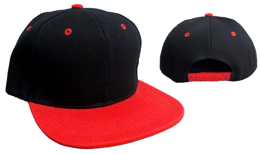 Snap Back Flat Brim Baseball Caps - Black & Red Combo image