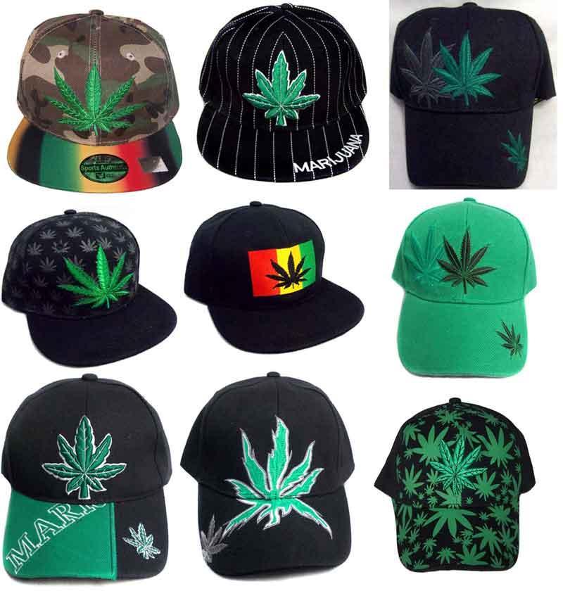 Marijuana Weed Cannabis Embroidered Baseball Caps 12 Pcs Assorted image