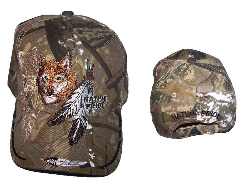 * Wolf & Feathers Native Pride Embroidered Baseball Cap - Camo (Capnp640c) image