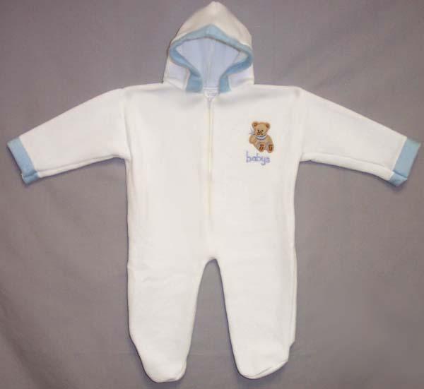 Polar Fleece Hooded Embroidered Blanket Sleeper: Preemie Size image
