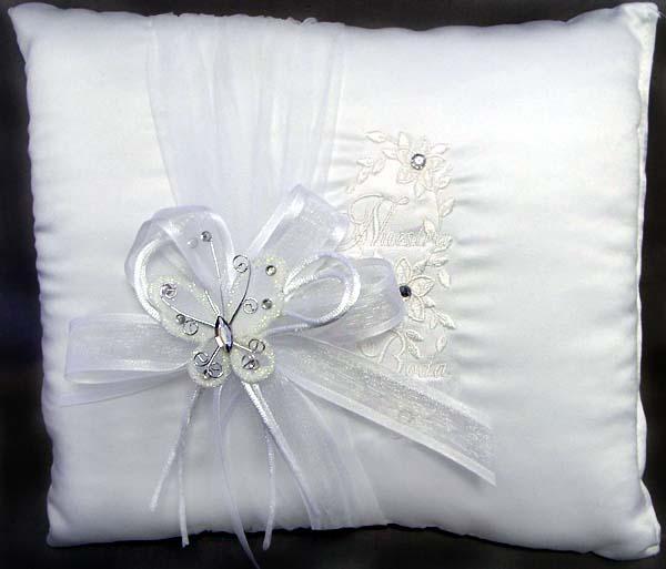 "Nuestra Boda" Rectangular White Pillows - Butterfly image