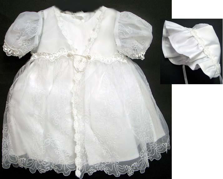 Girls 3Pc Christening Dresses (Sizes: 9-24 Mos) image