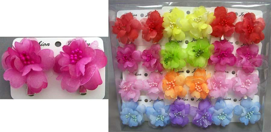 Hair Accessories Girls Mini Hair Clips - Silk Flowers ( # C-071) image