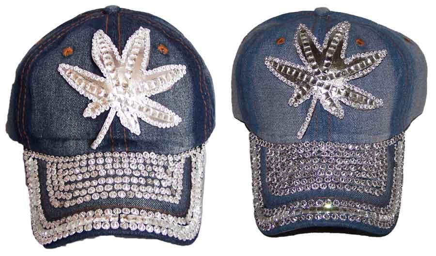 Marijuana Weed Cannabis Baseball Caps With Rhinestones image