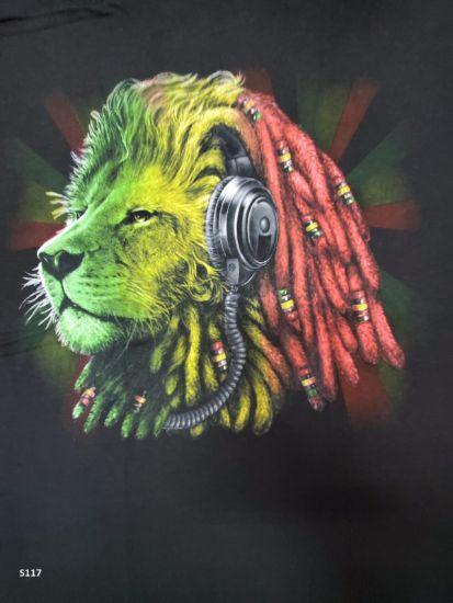 Reggae Rasta Screen Printed T-Shirts - Lion With Headphone image
