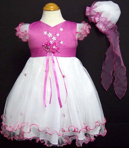 Girls Embroidered Pageant With Hat - Fuchsia Color image