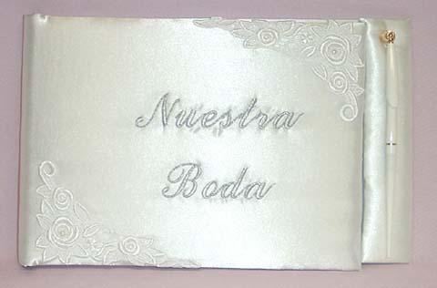 Bridal "Nuestra Boda" 2Pc Embroidered Guest Books & Pen Sets image