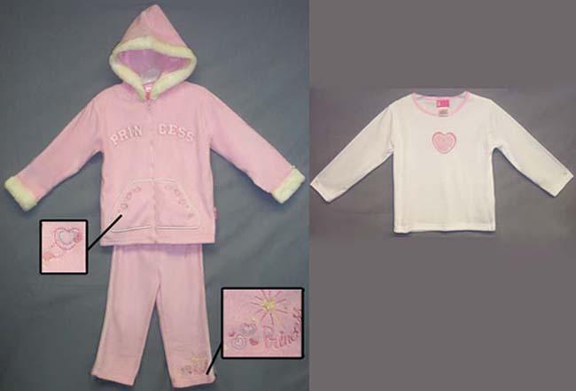 "Princess" 3Pc . Hooded Polar Fleece Sets - Infants. ( # 61443G) image