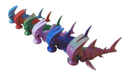 3D Printed Articulated 4" Hammerhead Shark Novelty Assorted (3D-HHSHARK) image