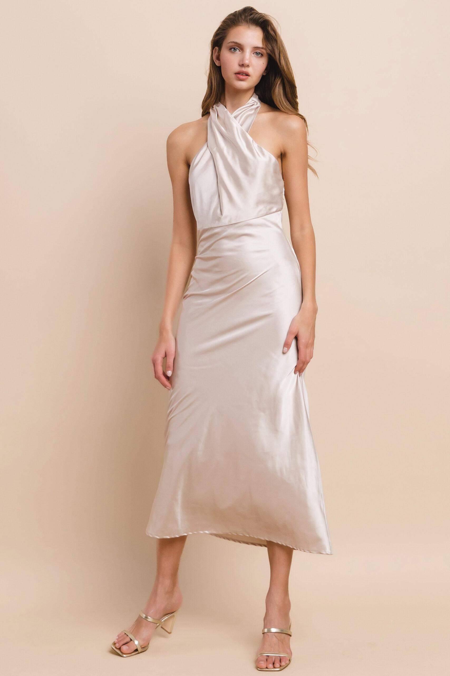 MD1329 - Halter satin dress image
