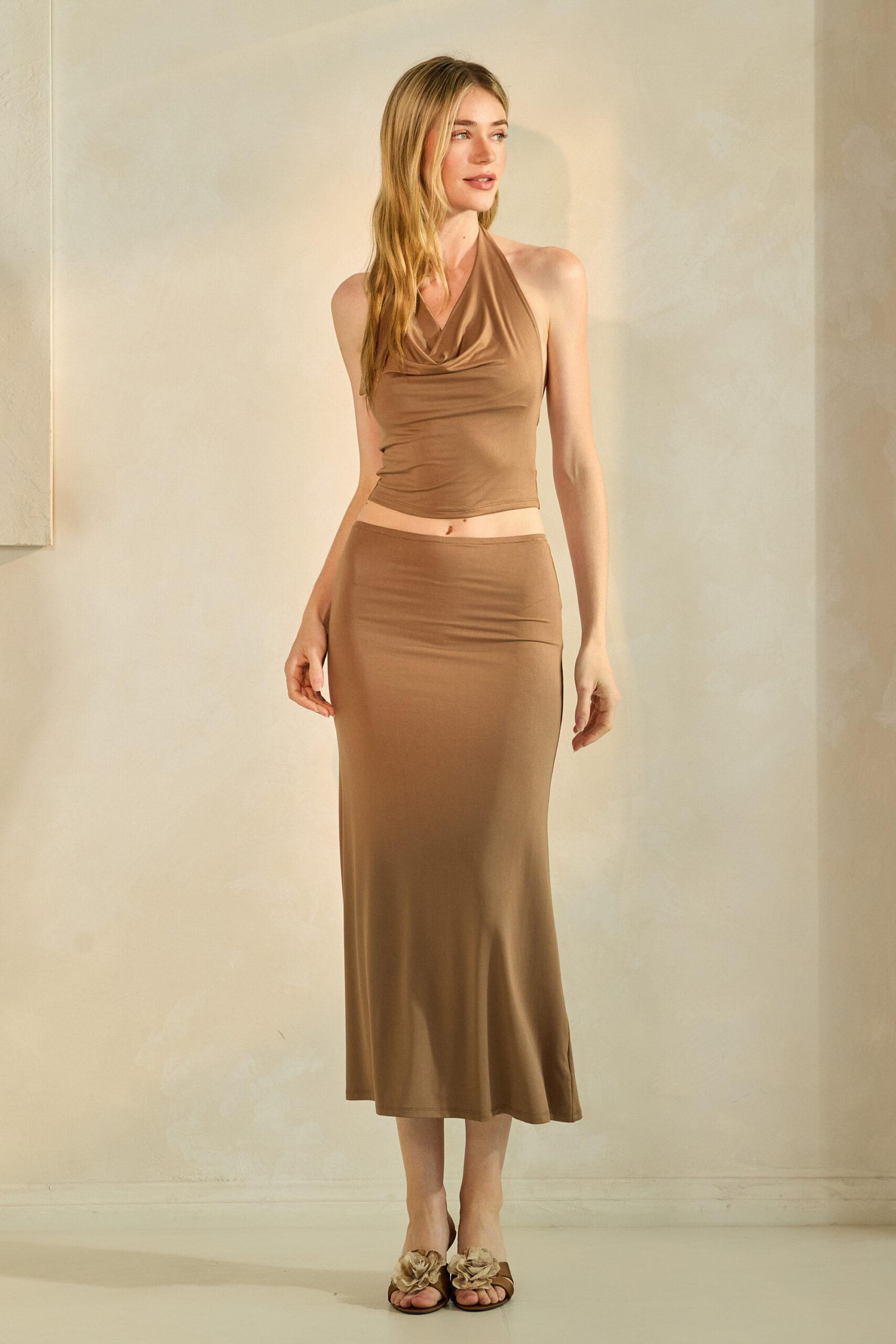 MTB2415 - Drape Halter Top and Skirt Set image