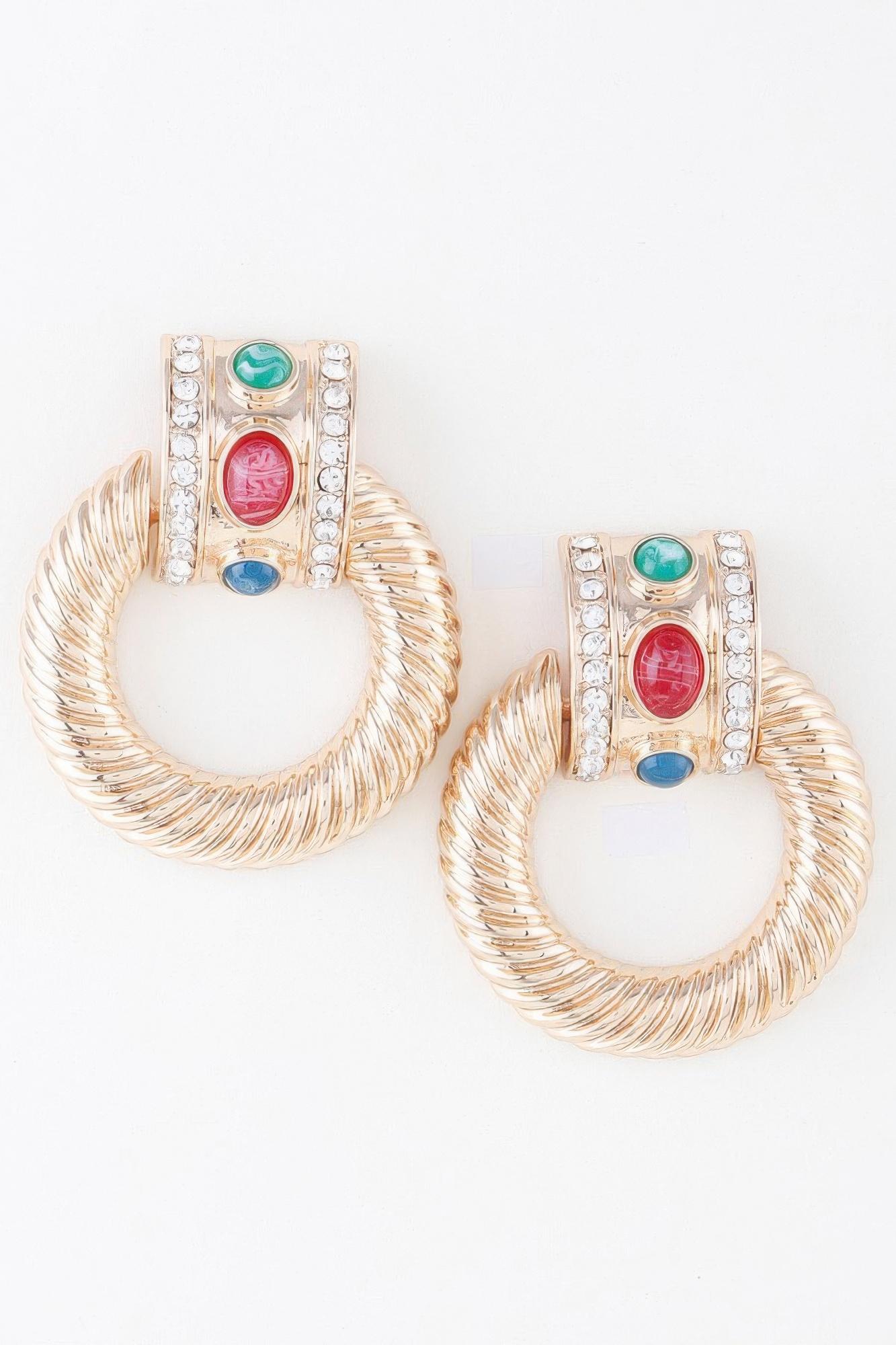 Bejeweled twisted hoop drop earrings image