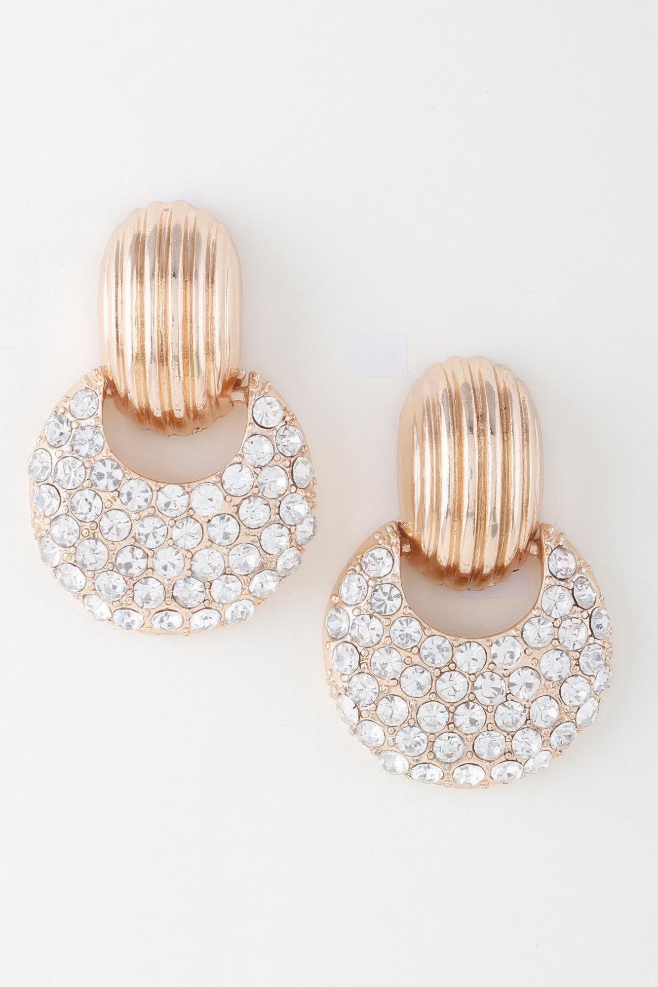 Modern bejeweled crescent moon earrings image
