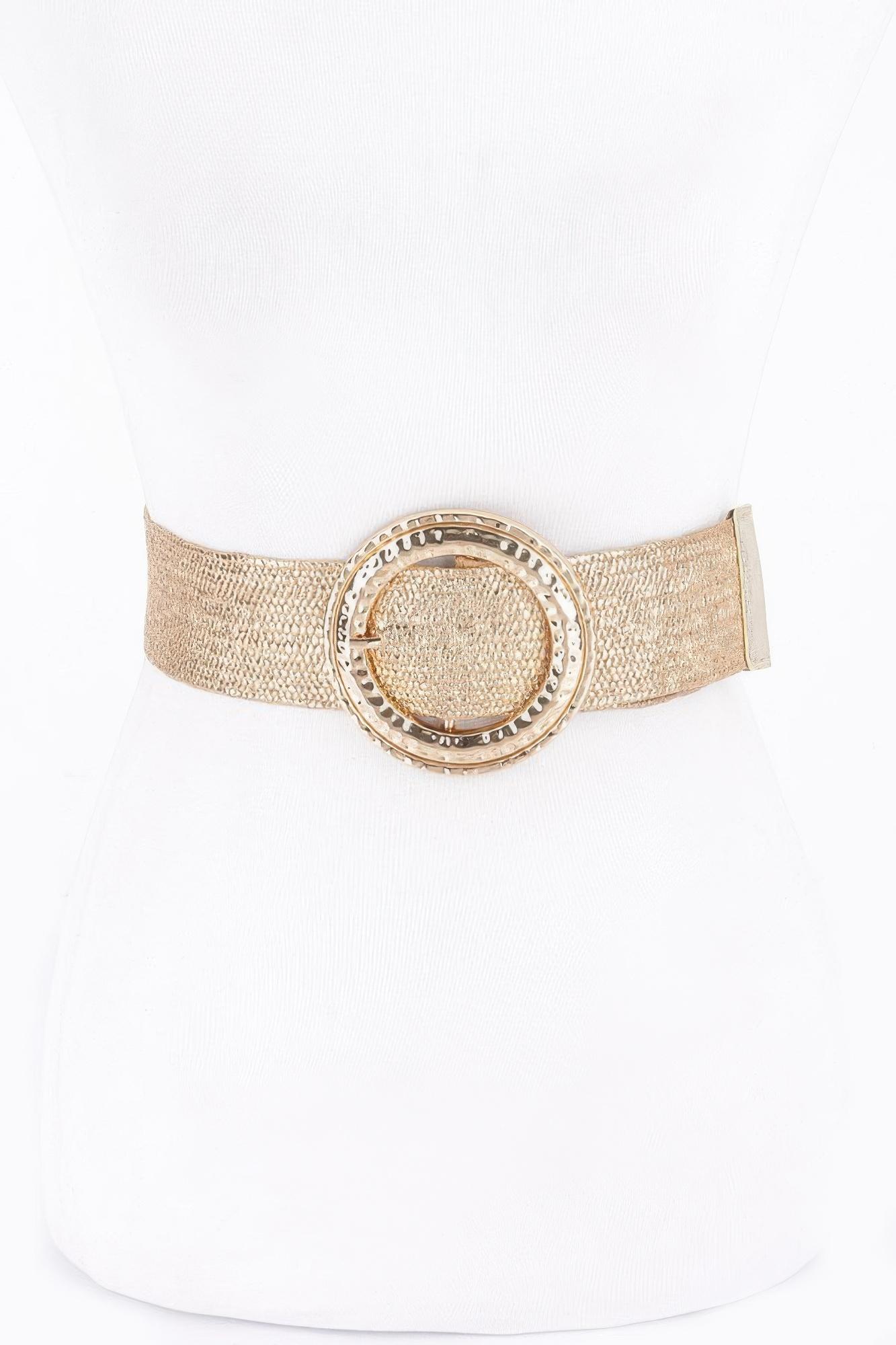 Hammeredmetal Buckle Metallic Stretch Plussizebelt image
