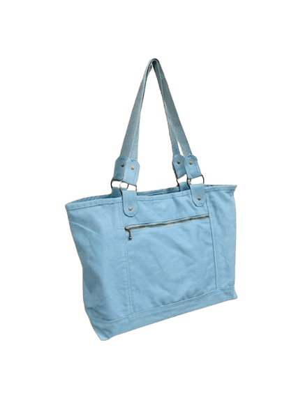 Campus Peach Skin Cotton Tote - Front Brass Zipper Pocket - Stormy Teal - Item #6703 C233TL image