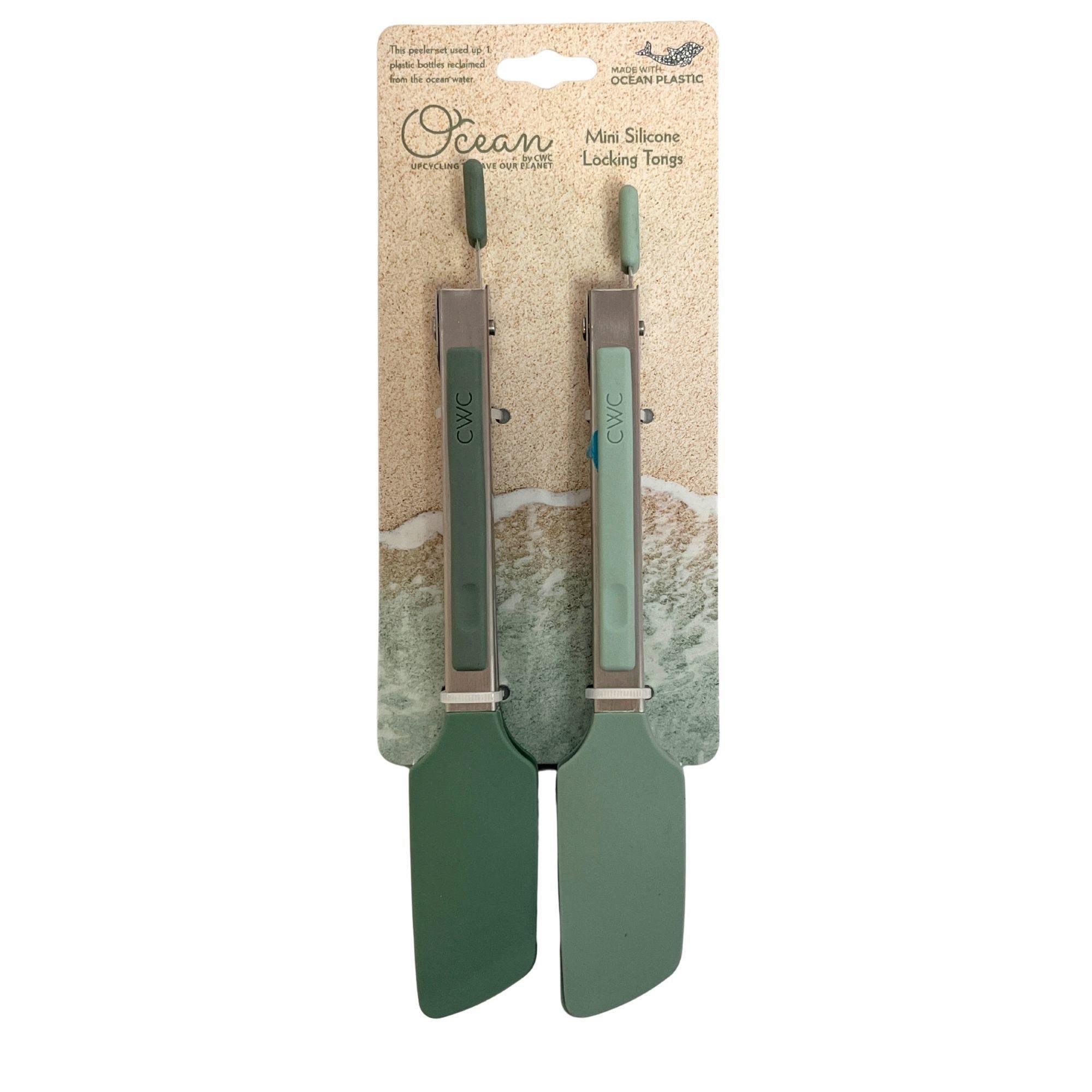 Cook with Color 2 Piece 7" Stainless Steel Mini Tong Set in Sage image