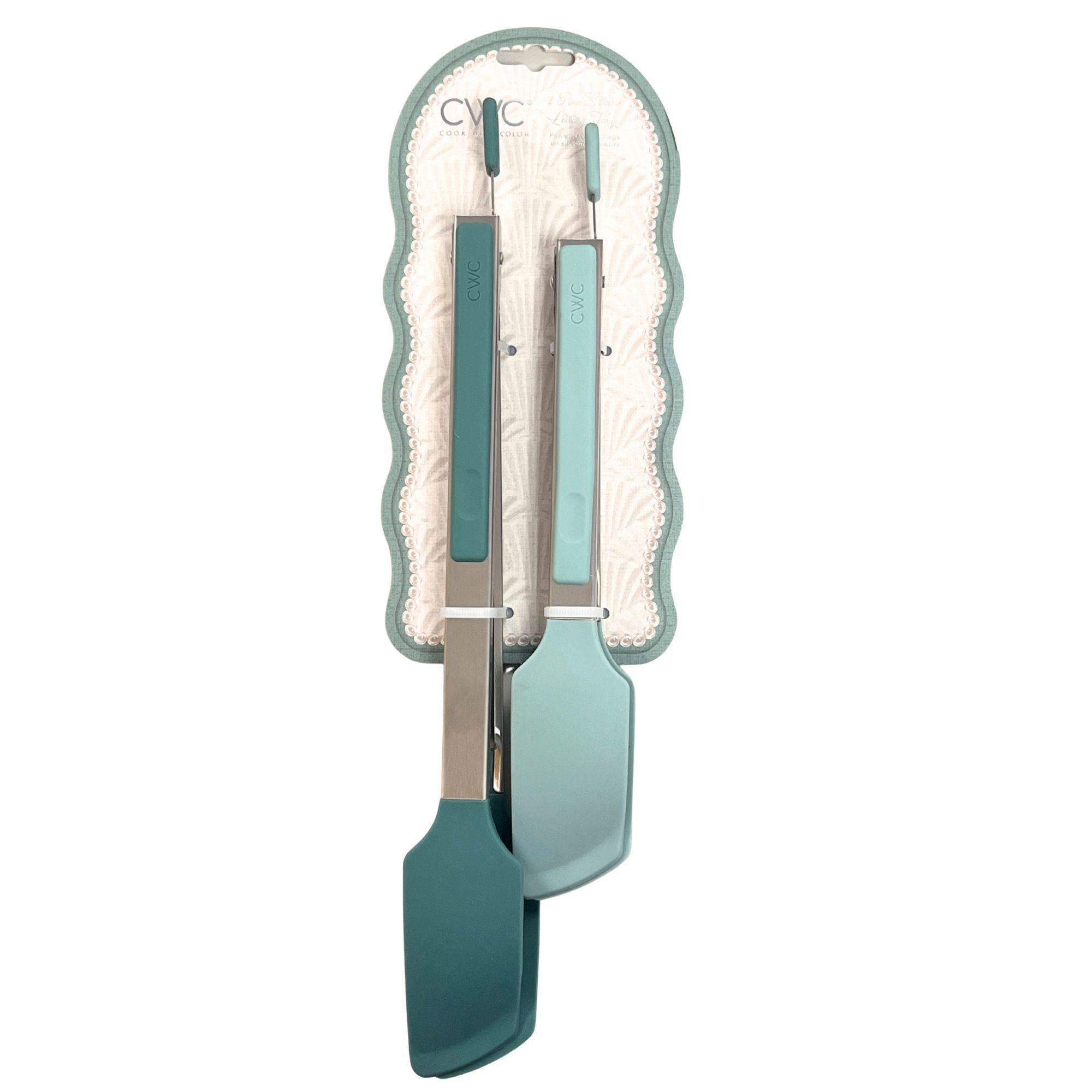 Cook with Color 2 Piece 9" & 12" Stainless Steel Tongs Set in Teal image