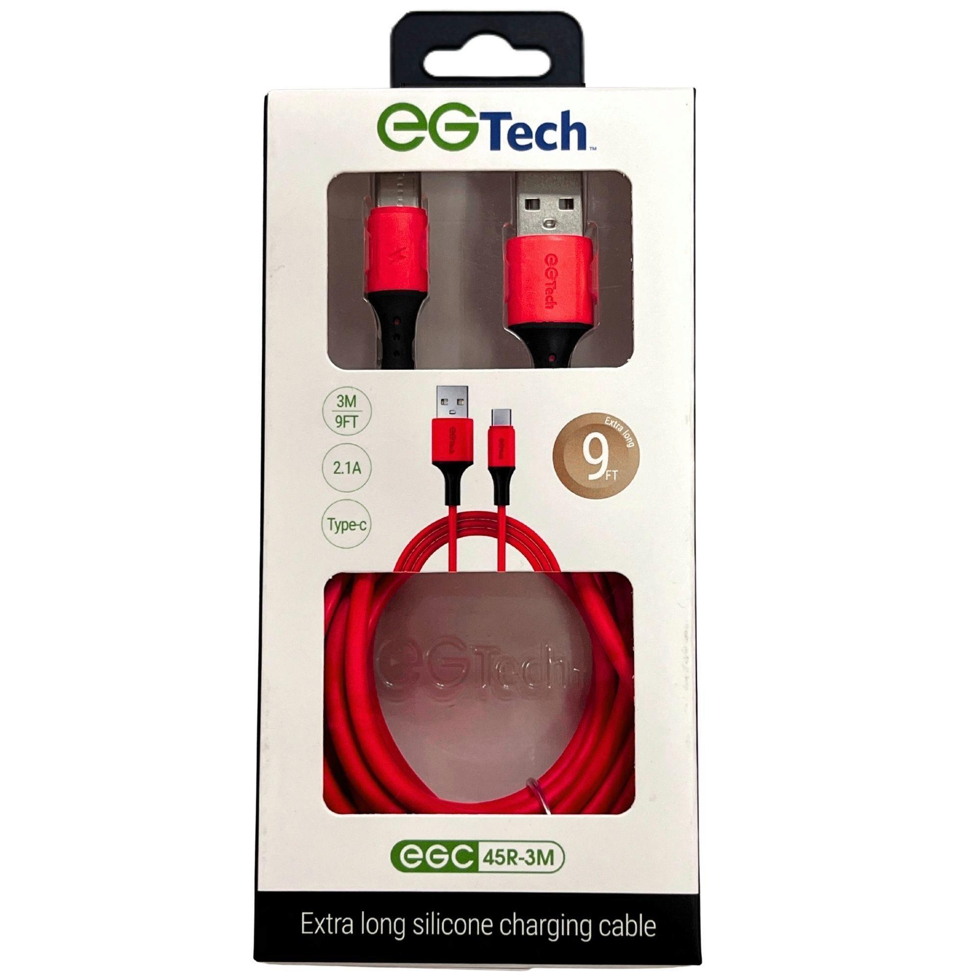 EG Tech 2.1A 9 Foot Silicone USB Type C Cable in Red image