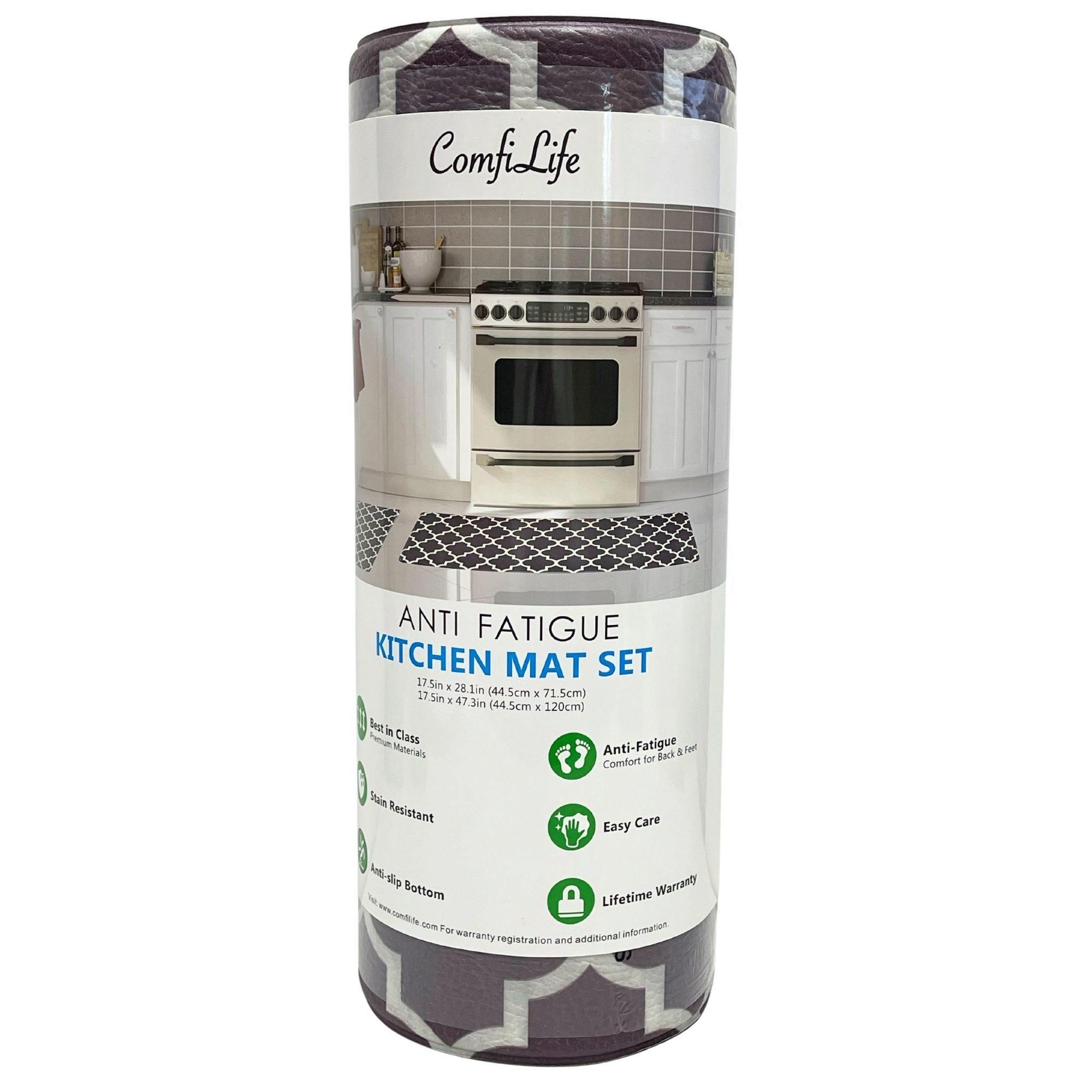 Comfi Life 2 Pack Anti Fatigue Kitchen Mat Set 28.1 x 17.5" and 47.3" x 17.5" in Brown image