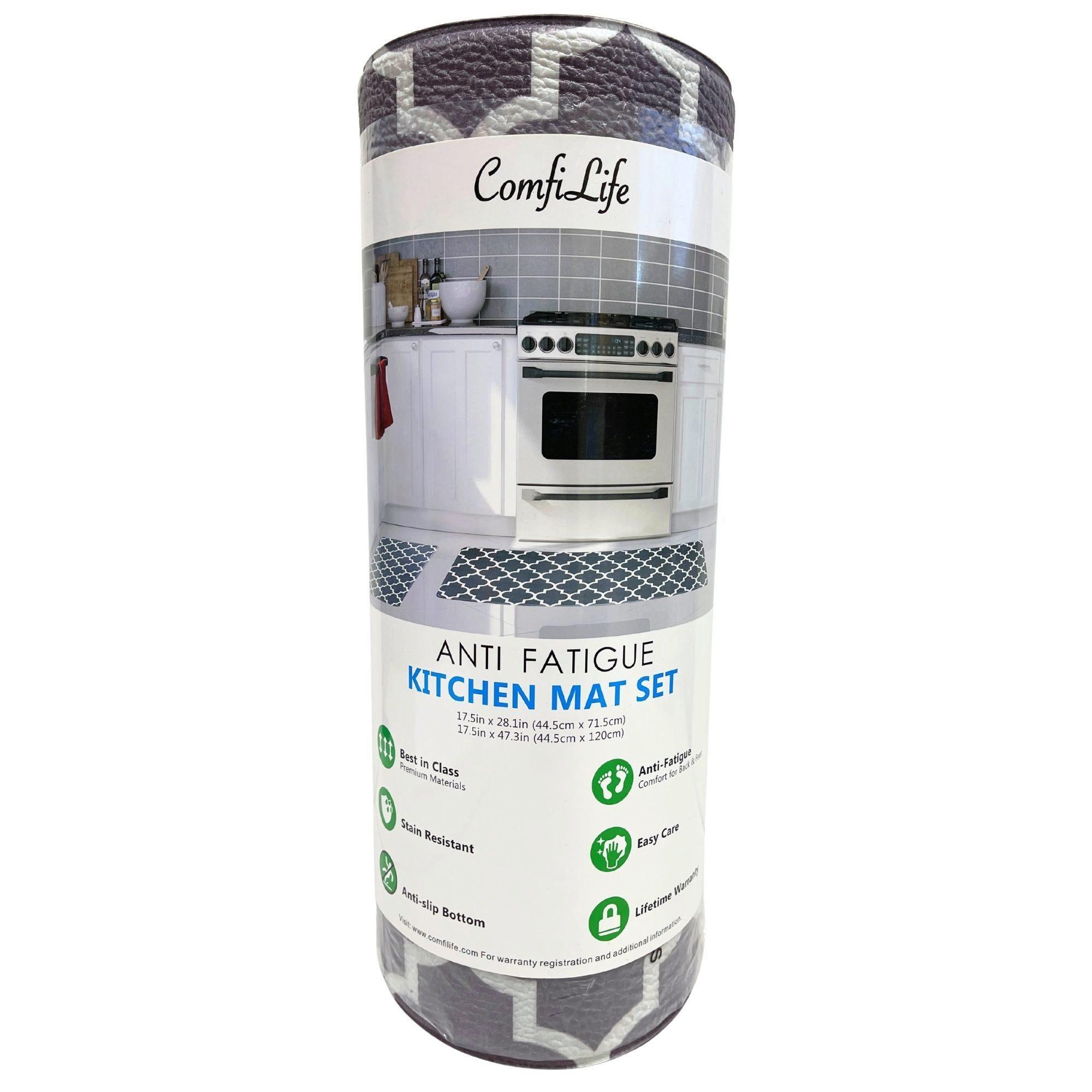 Comfi Life 2 Pack Anti Fatigue Kitchen Mat Set 28.1 x 17.5" and 47.3" x 17.5" in Gray image