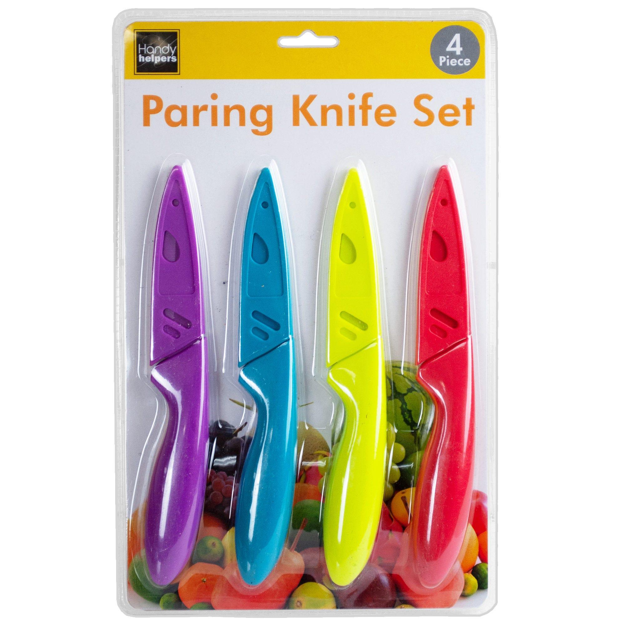 4 Pack Colorful Paring Knife Set with Protective Covers image