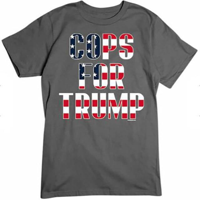 "Cops For Trump" Stars and Stripes Dark Gray T-Shirts XXL image
