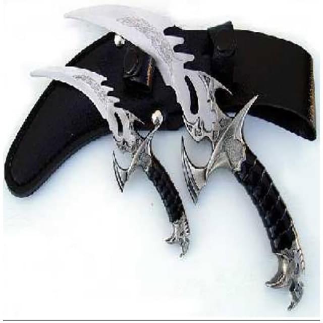 8.25" & 3.75" Set of 2, DBL Mini Dagger w/Leather Sheath image