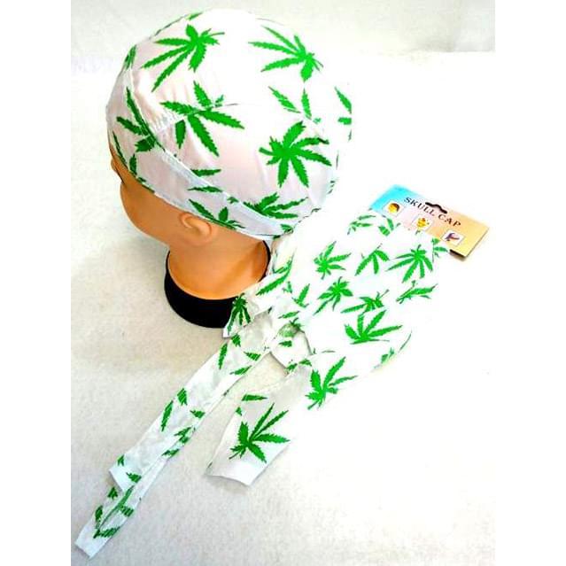 Marijuana Skull Caps - White image