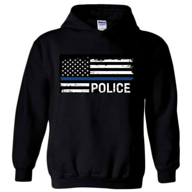 "Police" Thin Blue Line Hoodies - Black M/L/XL image