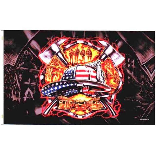Patriotic USA Firefighter Flags - 3' x 5' image