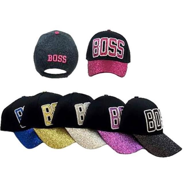 "Boss" Baseball Caps With Glitter On Bill image