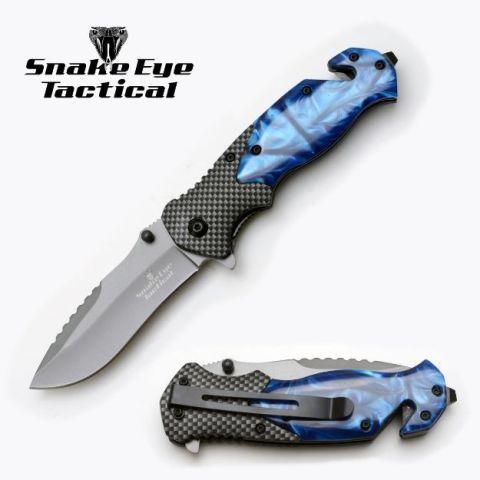 Snake Eye Tactical Spring Assisted Knife - Blue image