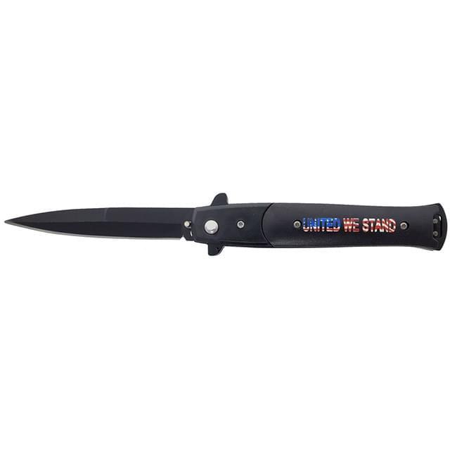 4.88" Push Button Switchblade Folding Pocket Knife - United We Stand image