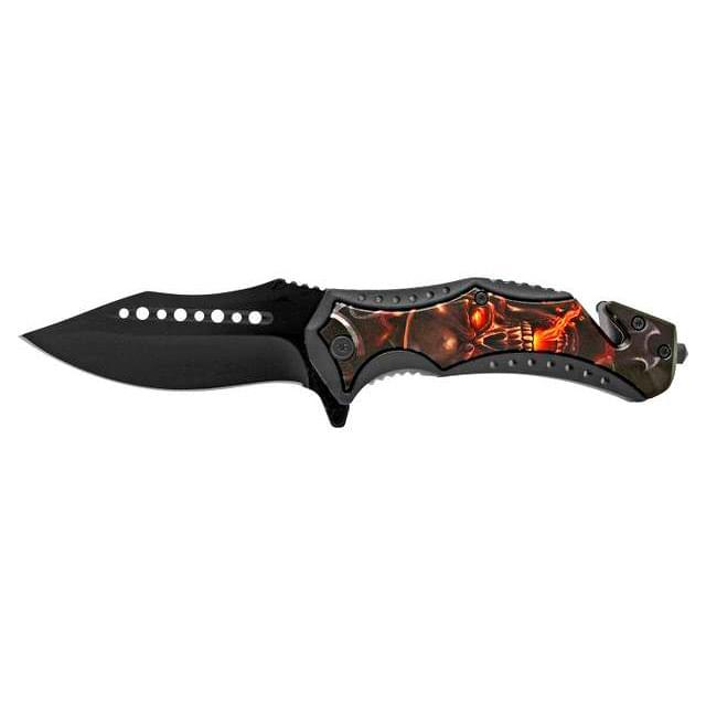 5" Rescue Folding Pocket Knife - Satan's Skull image