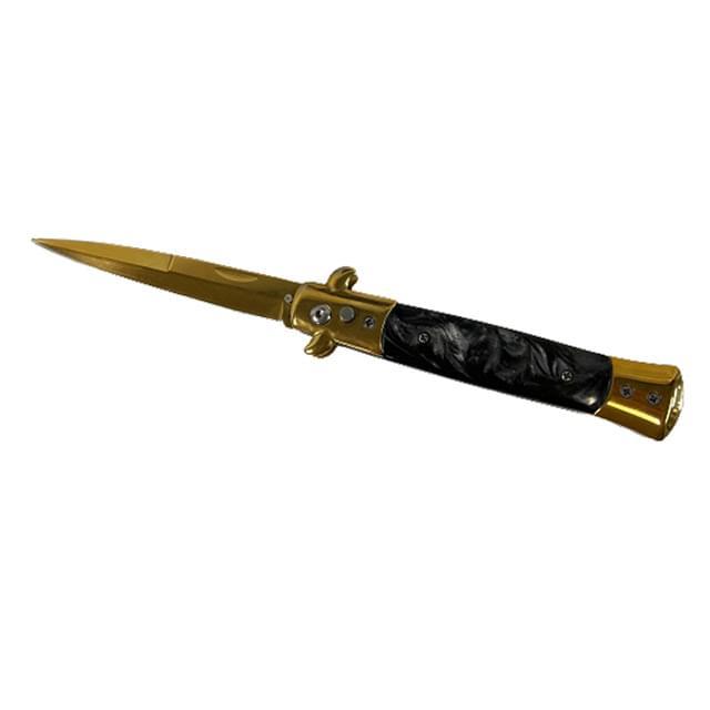 5" Spring Assisted Switchblade Knife - Gold & Black image