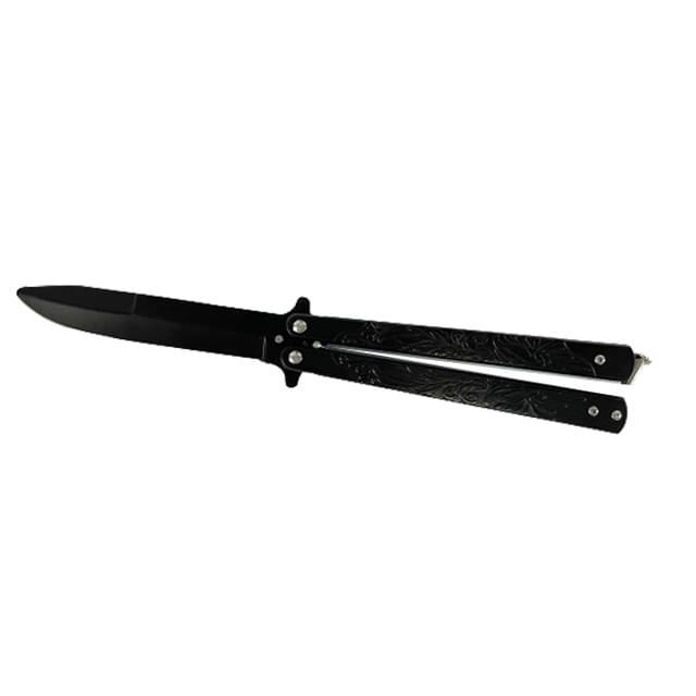 5.25" Stainless Steel Butterfly Pocket Knife - Black image