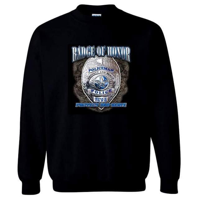 Policeman "Badge Of Honor" Sweatshirts - Black XXXL image
