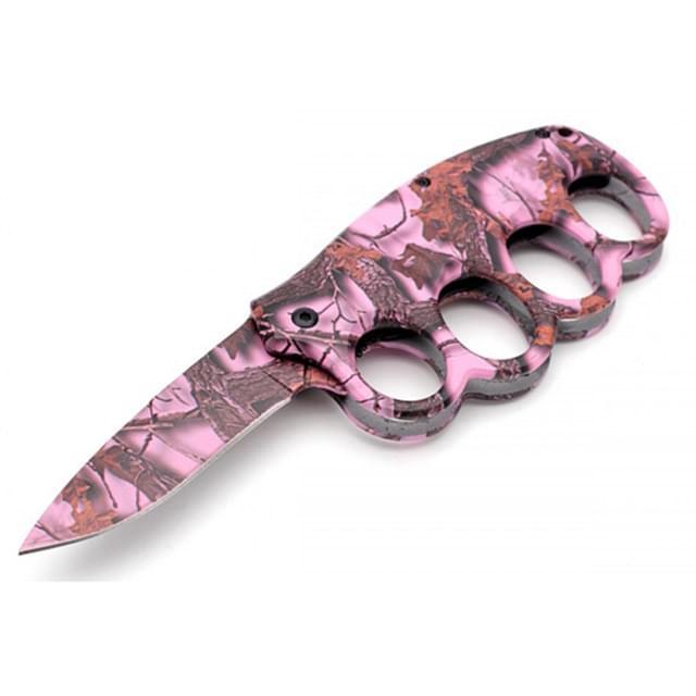 4.5" Spring-Assist Finger Guard Knife - Pink Camo image