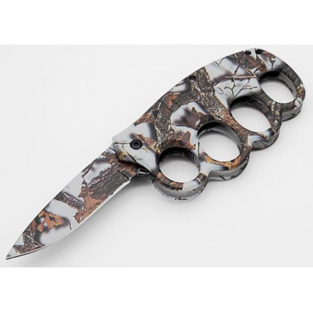 4.5" Spring-Assist Finger Guard Knife - Snow Camo image