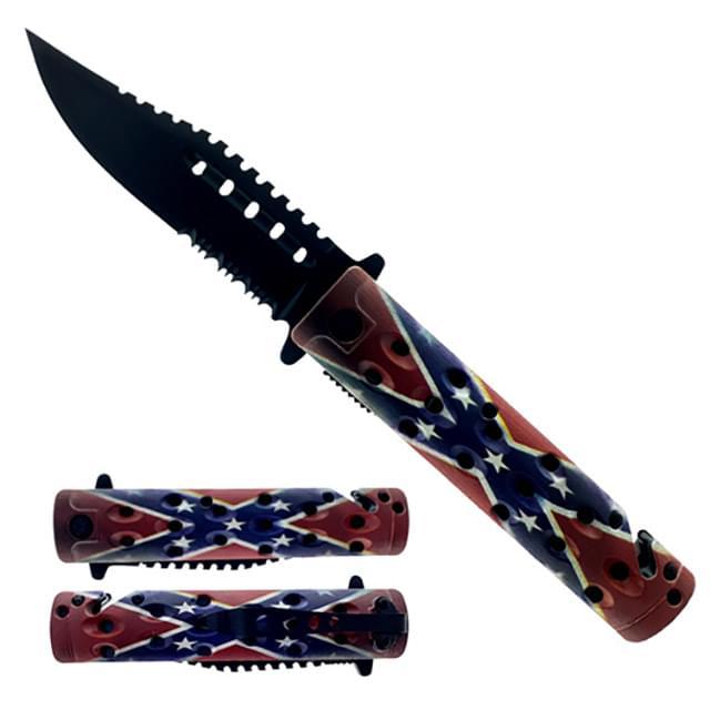 3.75'' Blade Spring-Assisted Knife - Confederate Flag Print image