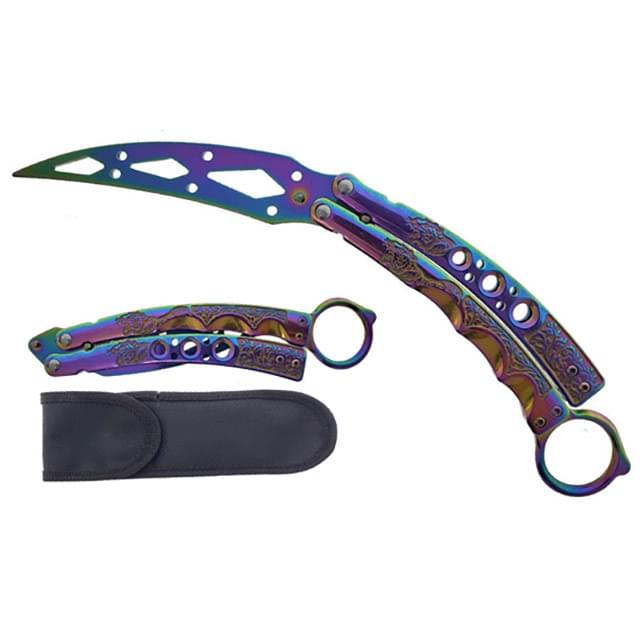 9.38" Karambit Butterfly Practice Knife - Rainbow image