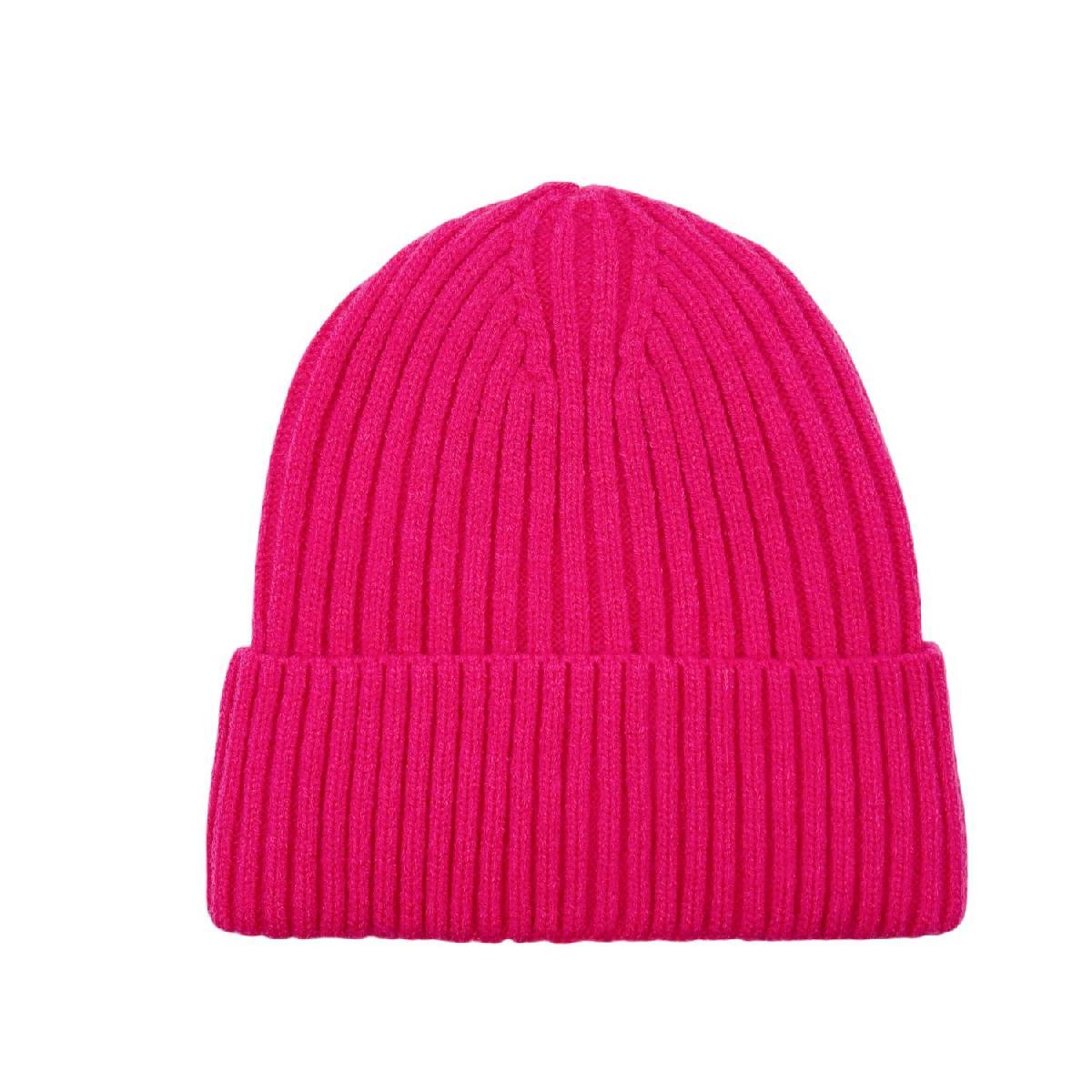 Wholesale Knitted Beanie Hat Ribbed Fold-Over Style Rosy image
