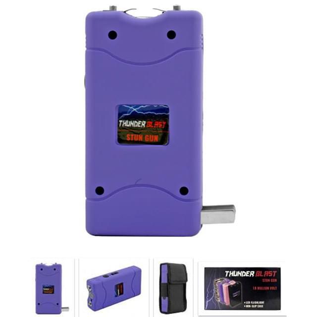 Thunder Blast Stun Gun Flashlight with Carrying Case - Blue image