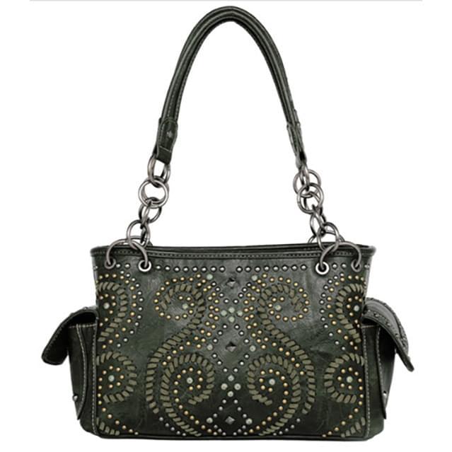 Montana West Whipstitch Collection Concealed Carry Satchel - Green image