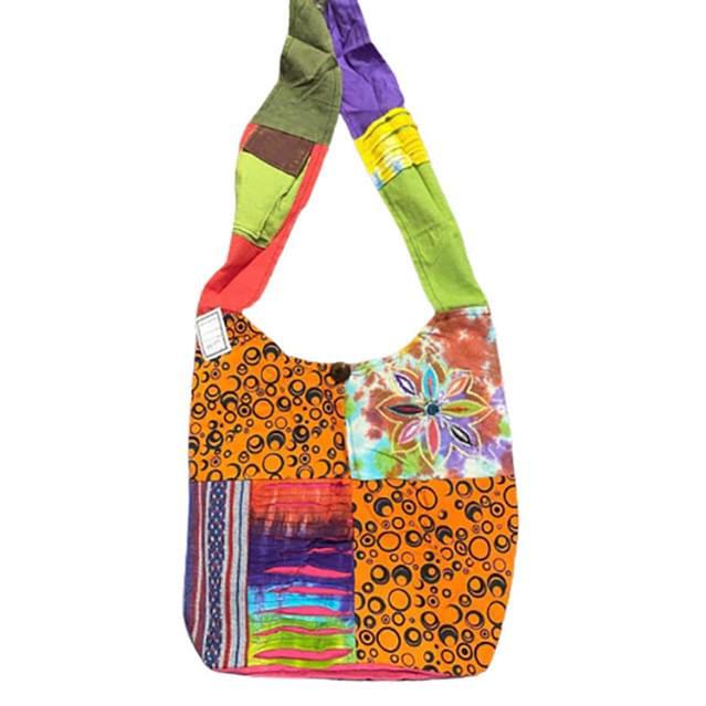 Handmade Razor-Cut Patchwork Hobo Bags - Tie Dye Flower image