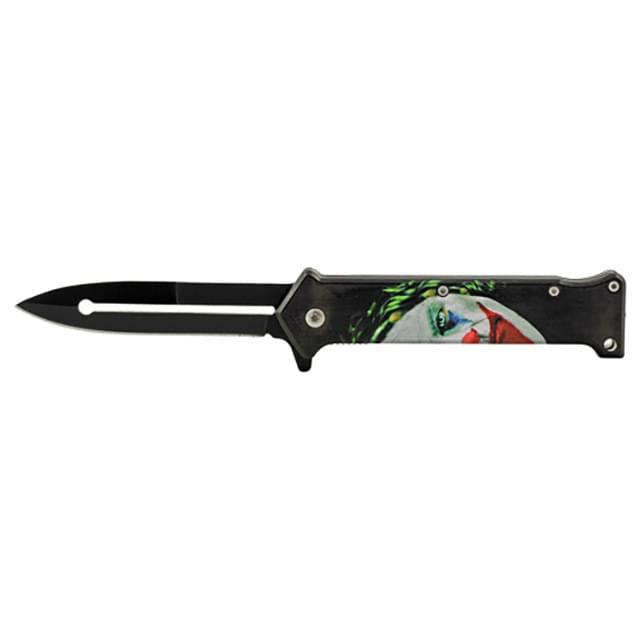 4.63" Stiletto Spring-Assisted Folding Pocket Knife - Dark Knight Joker image
