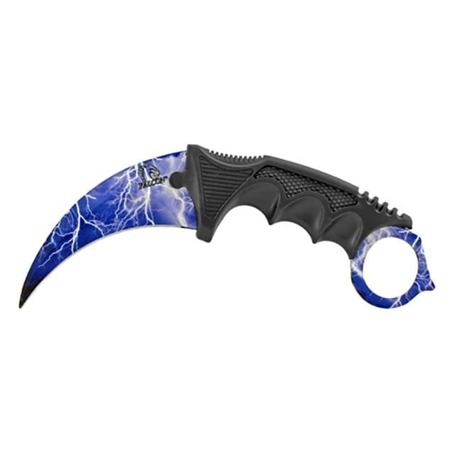 7.5" Karambit Claw Knife With Carrying Case - Blue Lightning image